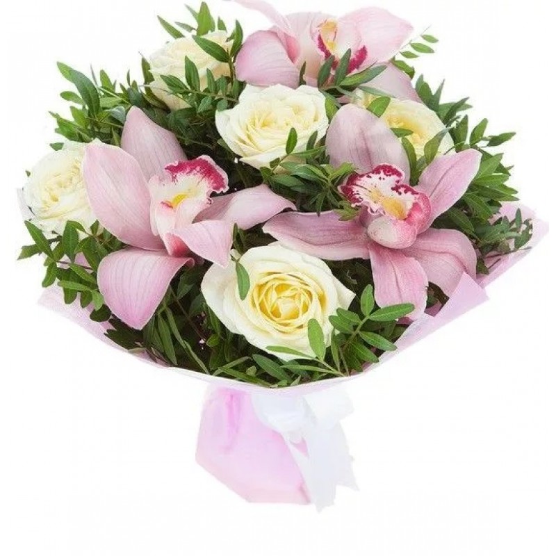 Букет из роз и орхидей "Доброго дня"